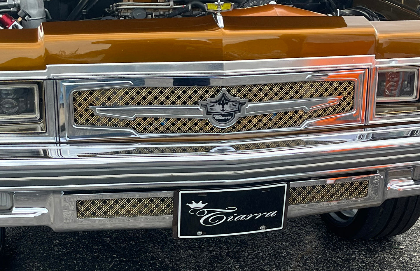 1977-1978 Chevy Caprice Impala Chrome Grill Triple Weave Gold Mesh Tiarra Grille 3rd Gen