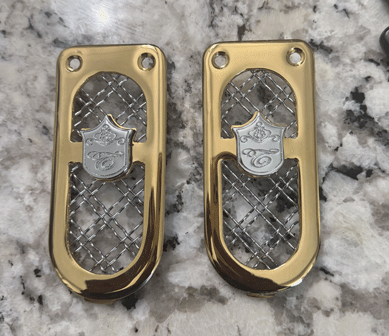 1972-1976 Olds Delta 88 Chevy Impala Caprice Gold chrome door jambs dual weave mesh jam vents