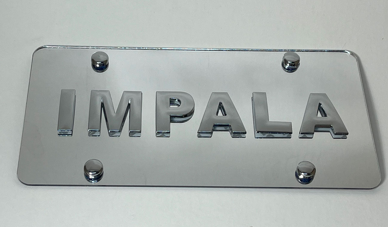 License Plate Emblems Chevy Impala Chrome Emblem Badge Mirror License Plate Tag – The Bling King