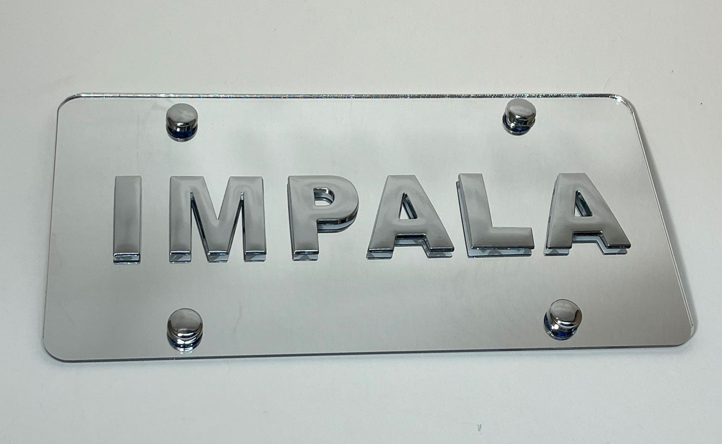 License Plate Emblems Chevy Impala Chrome Emblem Badge Mirror License Plate Tag – The Bling King