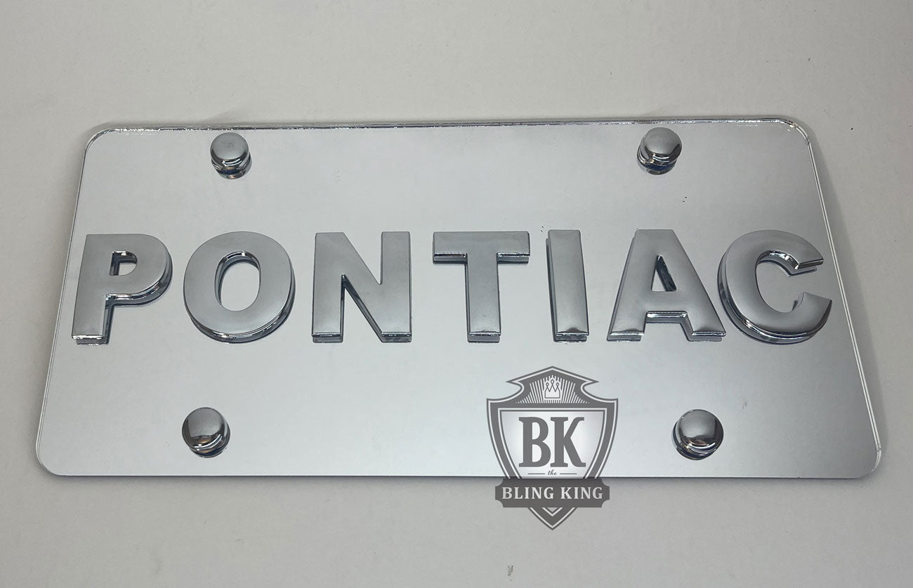 Pontiac Chrome Emblem Badge Mirror License Plate Tag
