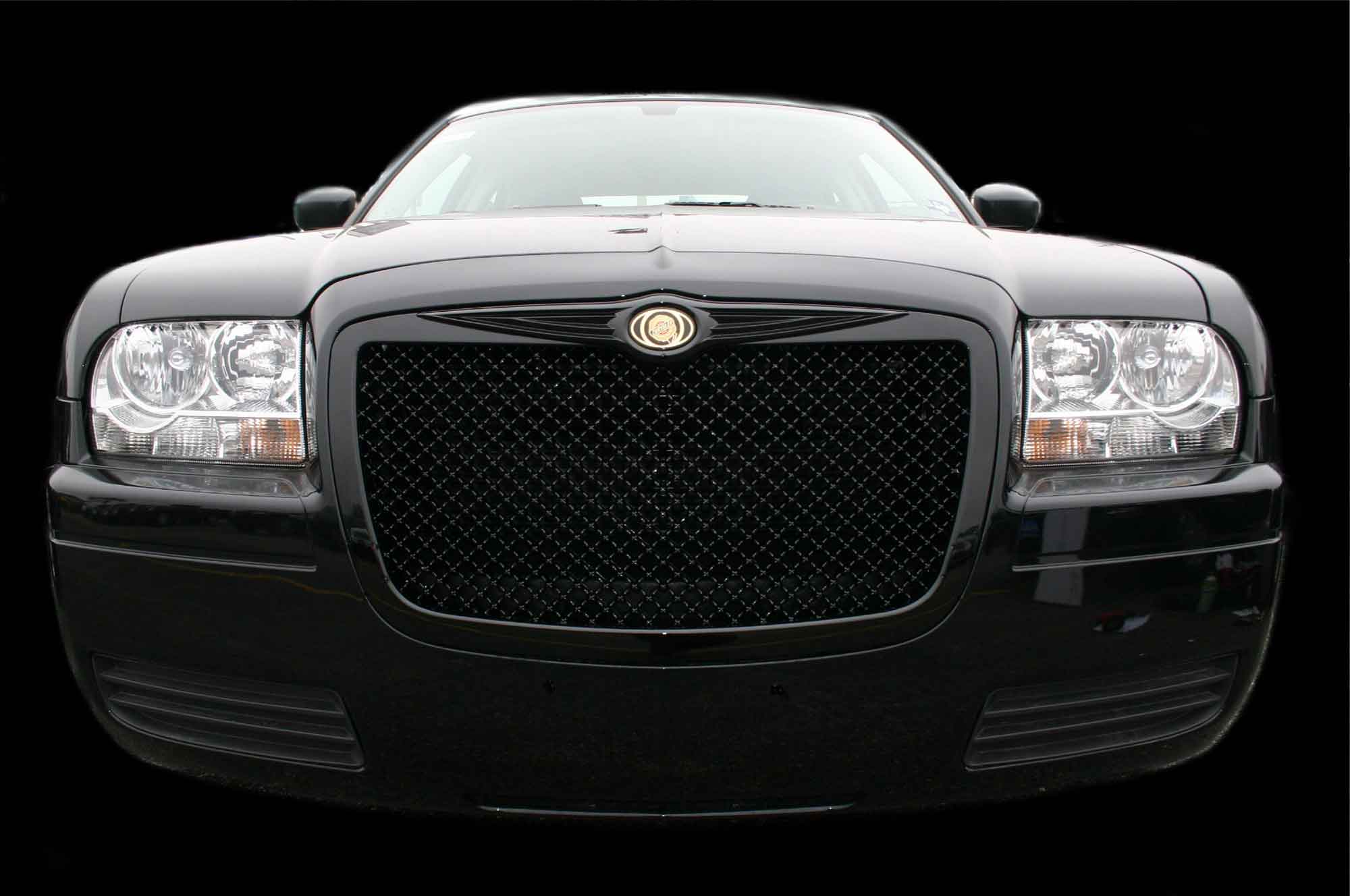 Honeycomb Mesh Grille For 2005-2010 Chrysler 300 / 300C / SRT8 - Gloss Black, Direct Bolt-On
